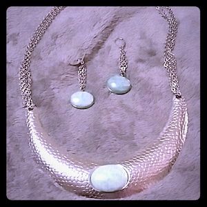 Silver necklace and earrings set